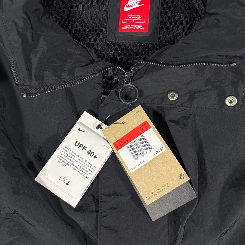 Nike Sportswear Tech Packable Hood Jacket Black Men's‎ L-Tall FZ0714-010 $225